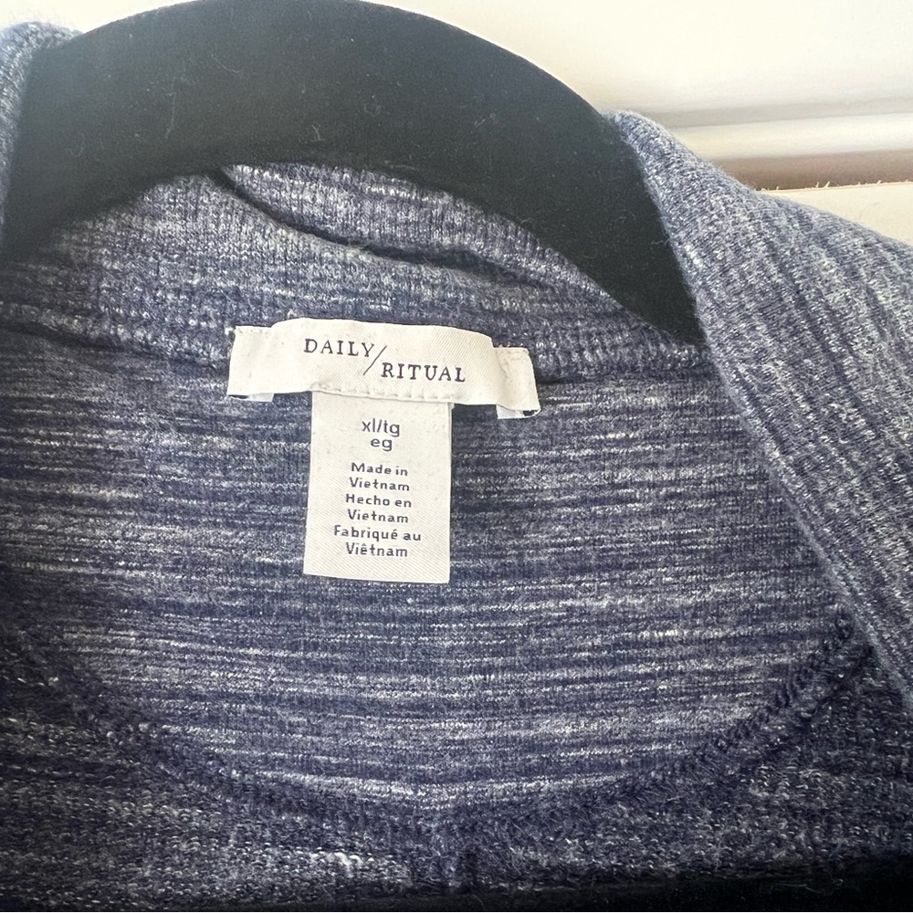 Daily Ritual Heathered Blue Open Front Cocoon Cardigan Cotton Modal Blend XL - Picture 2 of 4